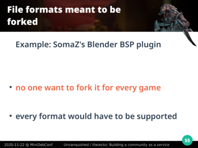Exemple du greffon Blender de SomaZ : personne ne veut le forker pour tous les jeux